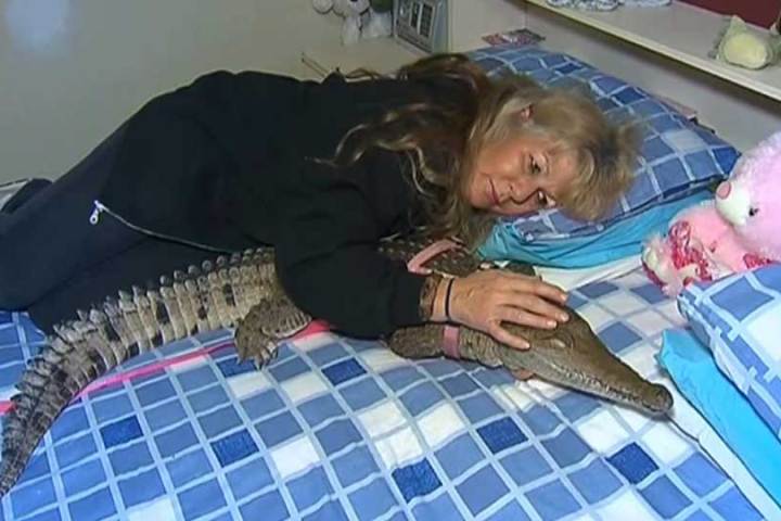 woman with crocodile